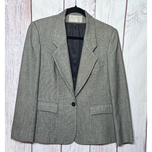 Evan Picone Women’s Wool Vintage Tweed Blazer Black Gray Formal Work Wear Size 8 - Picture 1 of 8